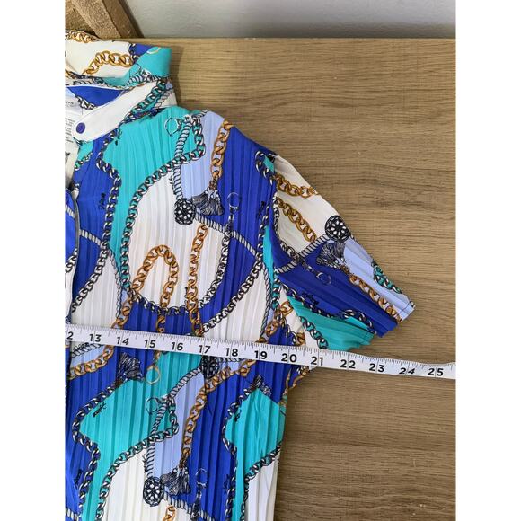 VTG Jaclyn Smith Green Gold White Short Sleeve Button Up Women’s Sz XL - Picture 5 of 6